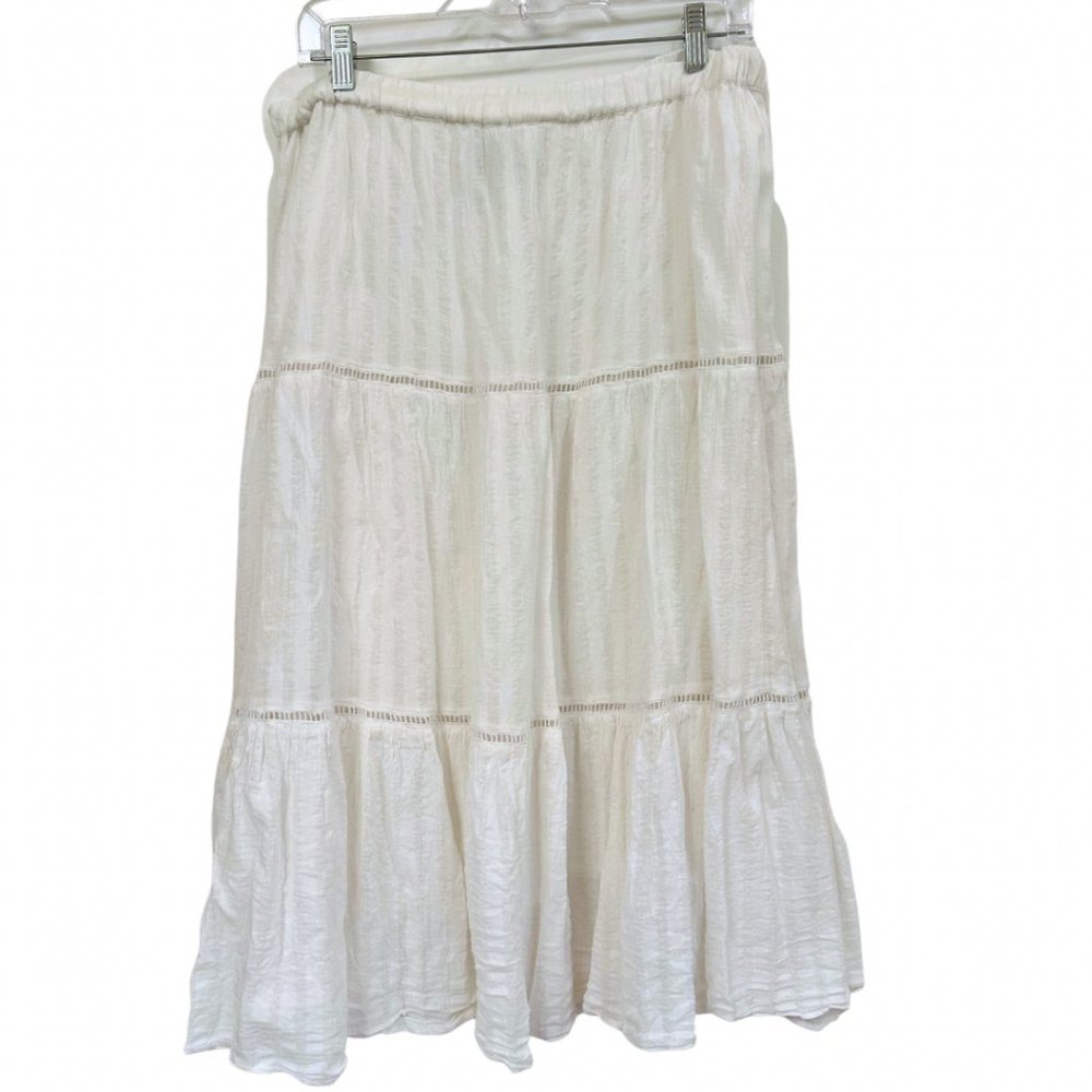 Anthropologie Lined White Tiered Peasant Skirt